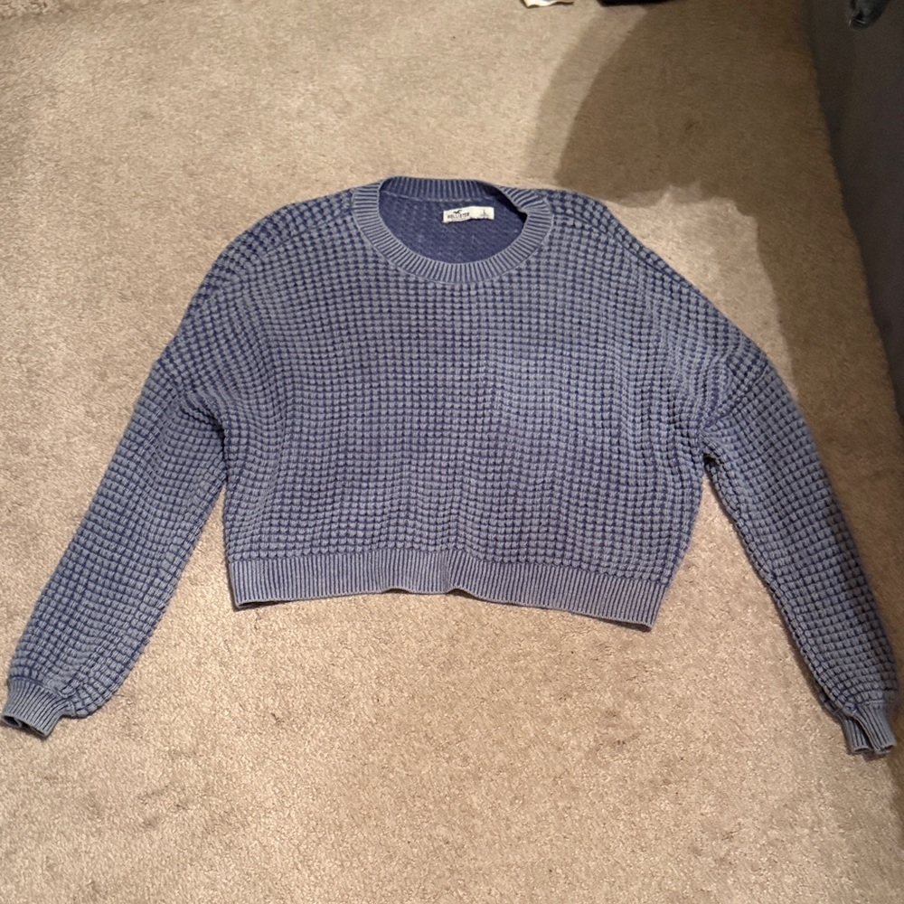 Hollister Textured Knit Sweater in Blue